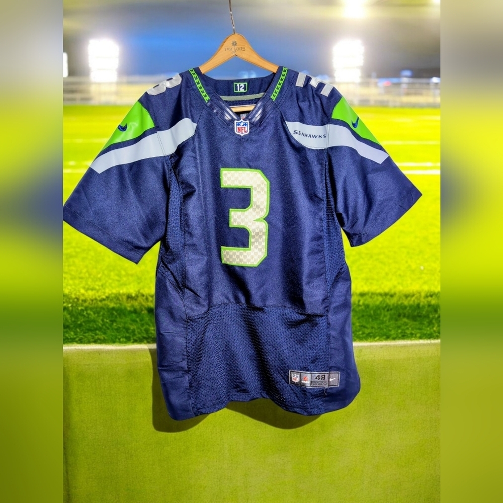 Nike Seattle Seahawks Russell Wilson #3 Navy & Green NFL Jersey